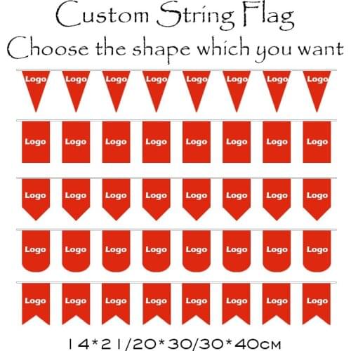 AMMIWAY 14*21cm/20*30cm/30*40cm Custom Polyester String Flag Outdoor String Banner Buntings Festival Party Holiday Decoration