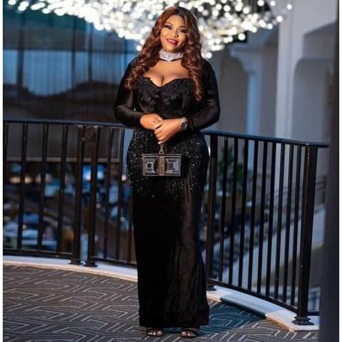 Tassels Shiny Prom Dresses For Black Girls High Neck Appliques Beads Mermaid Evening Gowns Plus Sizs Women Cocktail Dress Robe