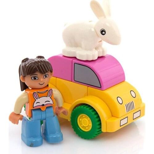 Big Size Happy bunny car Bricks City Creative Bricks Toy Educational Building Block Bricks brinquedos