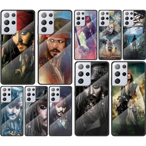 Disney Pirates of the Caribbean for Samsung Galaxy S21 Ultra Plus A72 A52 4G 5G M51 M31 M21 Luxury Tempered Glass Phone Case