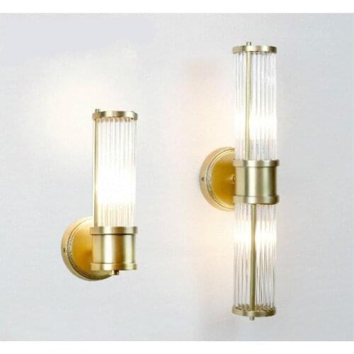 Bathroom Long crystal Wall lamp Led mirror light Hotel fixture lighting E14 led bulb Copper Wall Lamp Living Room Bedroom lampe