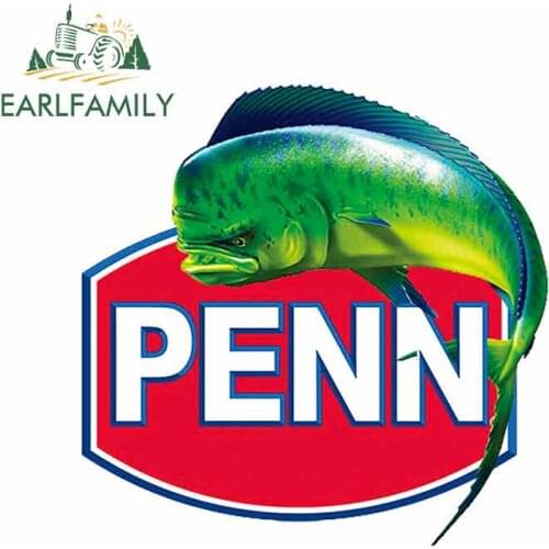 EARLFAMILY 13cm X 12.9cm For Penn Sticker Fishing Personality Creative Repair Sticker Car Truck Decal Simulation Vinyl Car Wrap