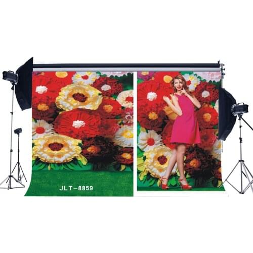 Photography Backdrops Valentines Day Fancy Blooming Flower Green Grass Field Wedding Party Event Portraits Background