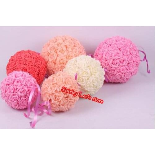 Hot Sale!!! (20cm,25cm) 8pcs X Rose Kissing Ball Foam W/Ribbon Loops Wedding Ball