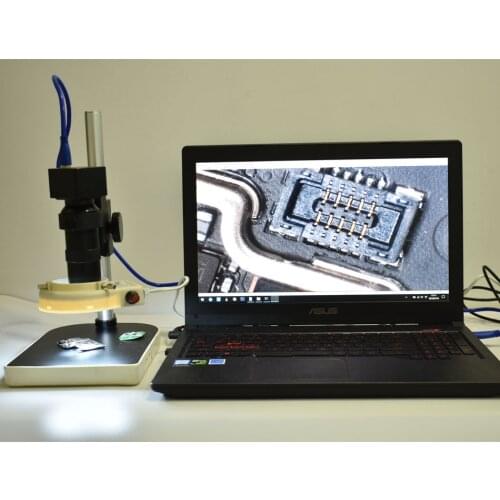 HD 5.0MP USB 3.0 Free Drive Microscope USB Measuring Camera+8X-130X Adjustable Magnification 25mm Zoom C-mount Lens+LED+Bracket