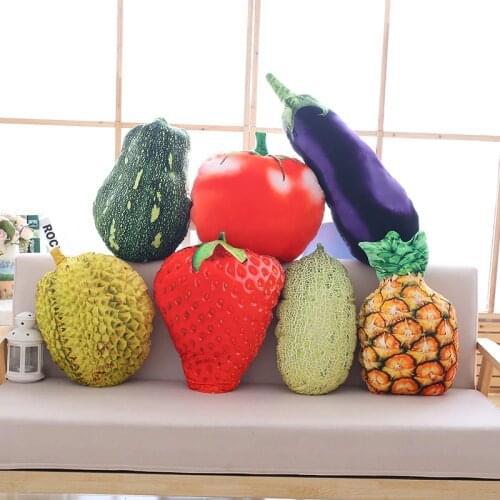 7 Styles Simulation Plush Fruit Pillow Stuffed Soft Vegetables Toys Kawaii Sofa Pillow Home Decoration Creative Kids Girls Gift