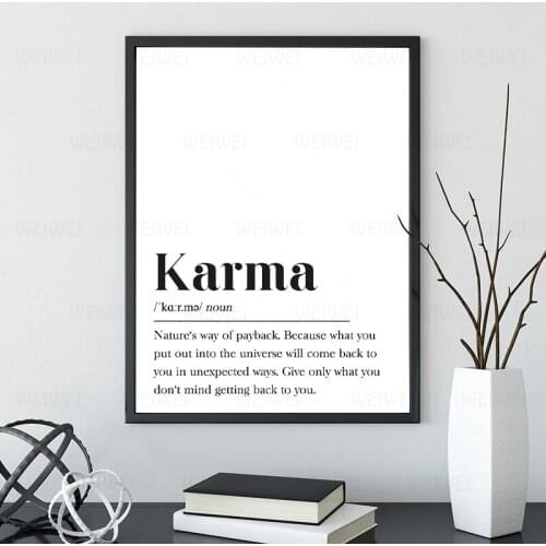 Karma Definition Print Happy Wall Art Canvas Painting Motivation Gift Typography Buddhism Poster Law Of Attraction Prints Decor