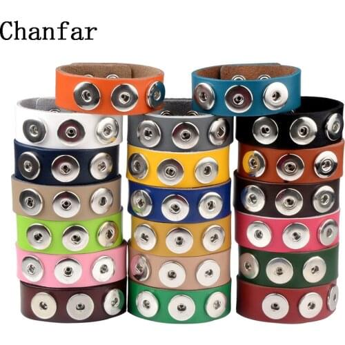 Chanfar 24CM Leather Bracelet Wrap Charm Snap Button Bracelet Bangle Bohemian Boho Jewelry For Men Women Promotion Gift
