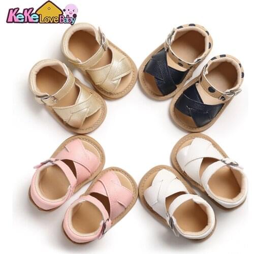 2021 Baby Girl Summer Breathable Shoes For Newborn Infant Crib Shoes Soft Sole Solid Hook Causal Anti Slip First Walkers 0-18M