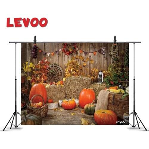 LEVOO Photography Background Wooden Decoration Autumn Harvest Hay Pumpkins Backdrop Photographic Photo Booth Photozone Fabric