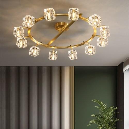Nordic lamps copper bedroom ceiling lamps postmodern minimalist glass dining room lamps creative light luxury living room lamps