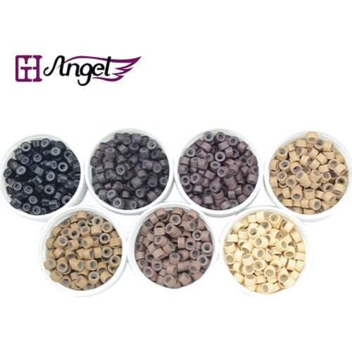 Wholesale 1000pcs/bottle 4.5mm*2.5mm*3mm High Quality Silicone Micro Ring/Link/Bead Hair Extensions Tools 7 Colors Optional