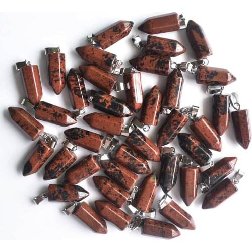 Wholesale 50pcs/lot fashion good quality natural golden swan stone hexagonal pillar charms pendants for jewelry making free