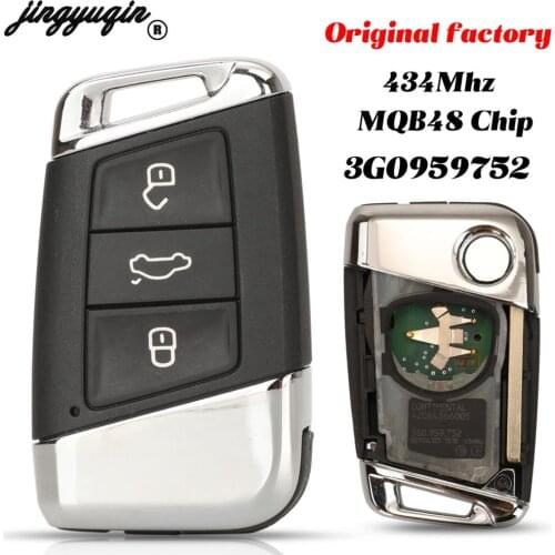 Jingyuqin Original For VW Volkswagen Magotan Passat B8 Skoda A7 FOB 3 Buttons ASK 434MHz MQB48 Chip Remote Control Car Key