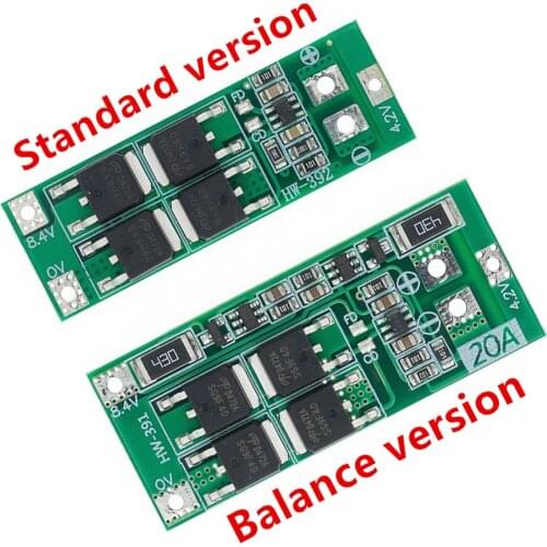 2S 20A 7.4V 8.4V 18650 Lithium battery protection board BMS board standard/balance