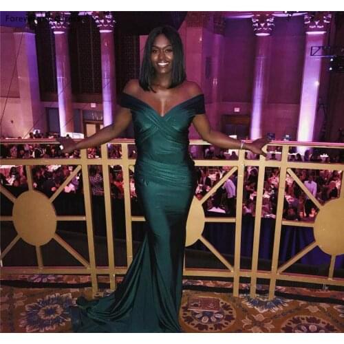 Hunter Green Prom Dress 2019 Latest African Black Girls Red Carpet Holidays Graduation Wear Evening Party Gown Custom Made