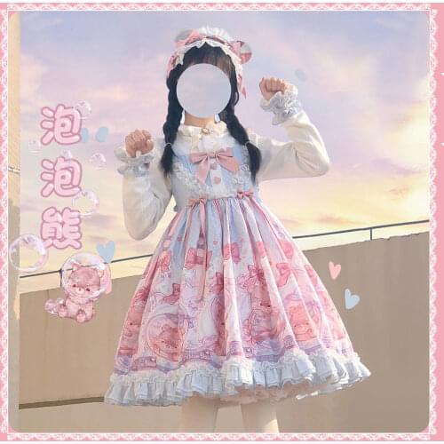 Sweet Lolita Dress"Bubble Bear JSK" Jsk Dream Lolita Japanese Style Cute Tea Party Princess Gothic Kawaii Suspender Dress