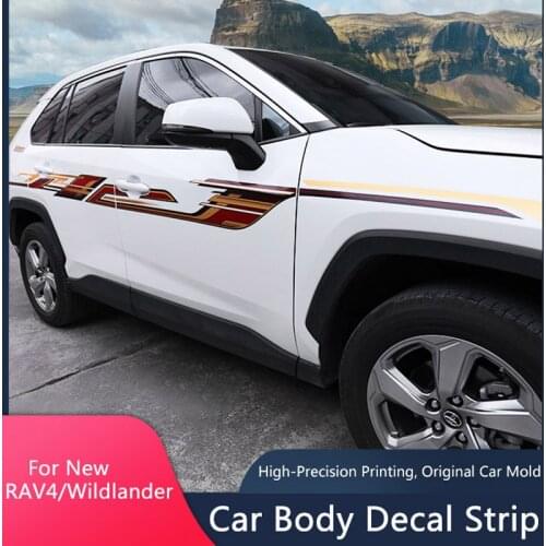 QHCP For Toyota RAV4 Wildlander2020 Car Sticker Door Waistline Pull Flower Color Strip PVC Off-Road Sports Screen Printing Decal