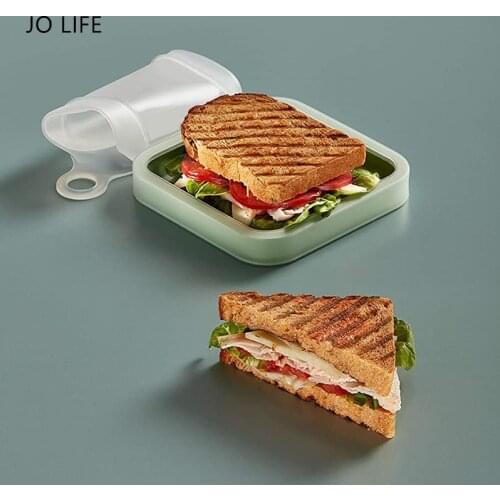 JO LIFE Silicone Portable Sandwich Lunchbox Space Saving Keep Fresh Toast Box