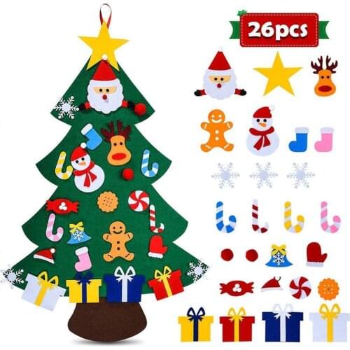 Felt Christmas Tree, 3.1ft DIY Christmas Tree with Ornaments for Kids Xmas Gifts Home Door Wall Decoration 26PCS