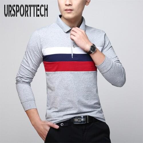 Brand Spring Autumn Polo Shirt Men Long Sleeve Cotton Casual Polos Shirt Striped Solid Color Comfortable Polos Top Quality