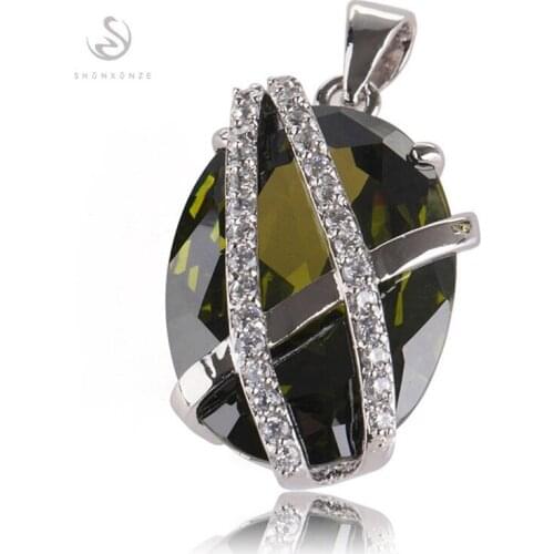 SHUNXUNZE Wedding couple jewellery pendants charms gifts career Rainbow Pink Olive Cubic Zirconia Rhodium Plated R526 R529 R3313