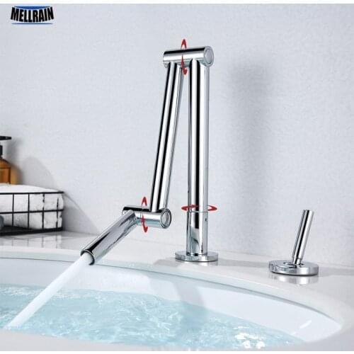 Separate Type Bathroom & Kitchen Sink Faucet Free Rotation Basin Water Mixer Brass Single Handle Deck Mount Tap Ware