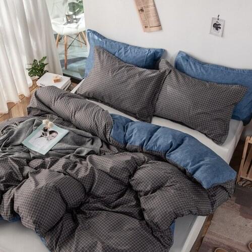 Modern Gray Plaid Bedding Set Women Men Striped Duvet Cover Set Pillowcase Au Eu Us Twin Full Queen King Bedclothes Bed Linen