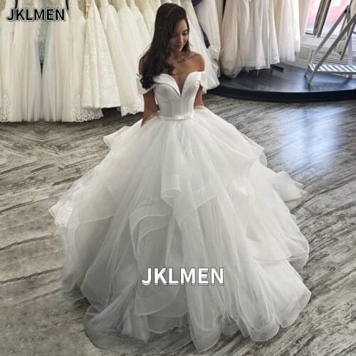 Sweetheart Lace-up Wedding Dresses Off-the-Shoulder Tulle Bohemian Robe De Mariee Corset Ruffle Bride Dresses Plus Size