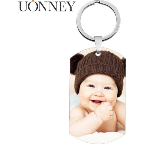 Uonney Dropship Photo Custom Keychain Dog Pendant Words Name Number Engraving Men Women Personalized Jewellry 2021 Gift