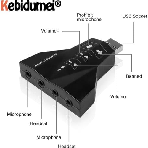Mini External 7.1 Channel USB 3D Sound Card Audio For Laptop PC For Macbook Dual Virtual 7.1 USB 2.0 Adapter