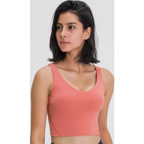 Nepoagym PASSION Women Crop Tank with Shelf Built In Bra Workout Top with Removable Padding Longline Sports Bra for Lounging
