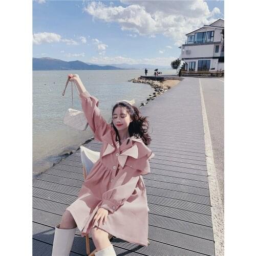 Windbreaker dress women 2021 new Spring and Autumn design sense niche fashion temperament loose skirt trendy jacket