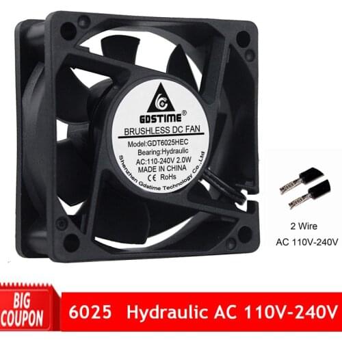 1Pcs Gdstime 60mm EC Brushless Fan Axial Fan 6025 PC Cooler AC 110V 115V 120V 220V 230V 240V EC Fan Computer Case