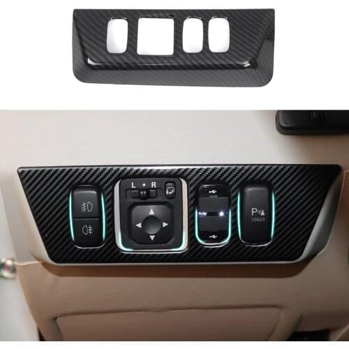 1pc Carbon Fiber Color Headlight Switch Decorative Covers Fit For 2007-2020 Mitsubishi Pajero V93/V97 Interior Auto Parts
