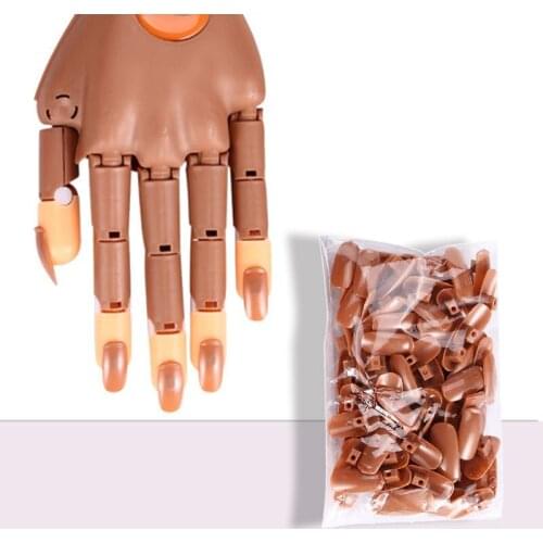 100Pcs Nail Trainning Practice Tips Nail Display Manicure Supply Flexible Movable False Fake Hands for Nail Manicure DIY