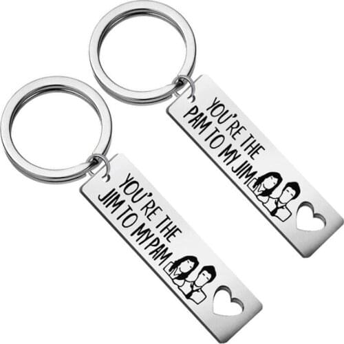 2Pcs The Office Keychain Pam and Jim Keychain You are The Pam to My Jim TV Show Inspired Boyfriend Girlfriend Couples Gifts