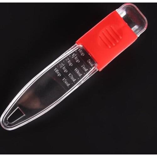 200pcs Plastic Adjustable Measuring Spoon Kitchen Transparent Red Baking Cooking Tools Measuring Scoop SN2221