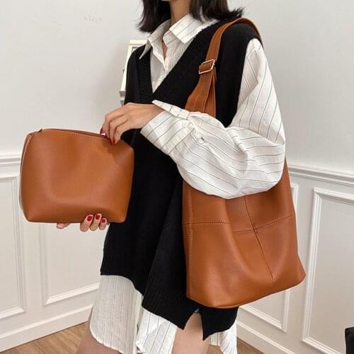 2020 Designer Shoulder Bags For Women Big Soft Pu Leather Hobo Bags For Ladies Handbag Set Large Capacity HandBags For Female