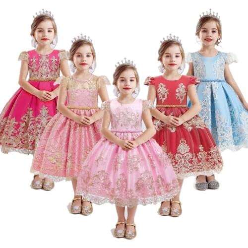 2021 Ggorgeous Princess Dress For Girl 4 6 8 10 Ys Kids Formal Ball Gown Lace Flower Dress Vestido Infantil Teen Girl Party Wear