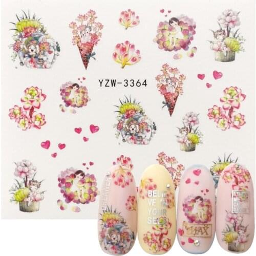 2020 New Arrival Succulent Plants Sliders Nail Romantic Valentine for Nails Art Water Transfer Sticker Watermark Decal Manicure