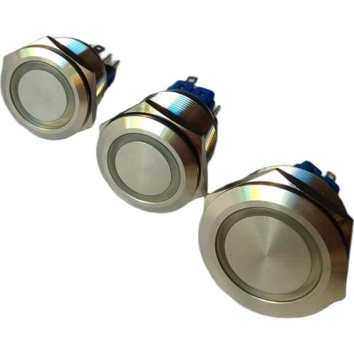 22mm 25mm 30mm Ring Led Light Self-Locking Fixation and Momentary DPST Metal Industrial Boat Car DIY Switch