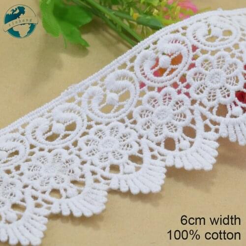 3yards 6cm white lace 100% cotton embroidery lace french lace ribbon fabric guipure diy trims knitting sewing Accessories#4068