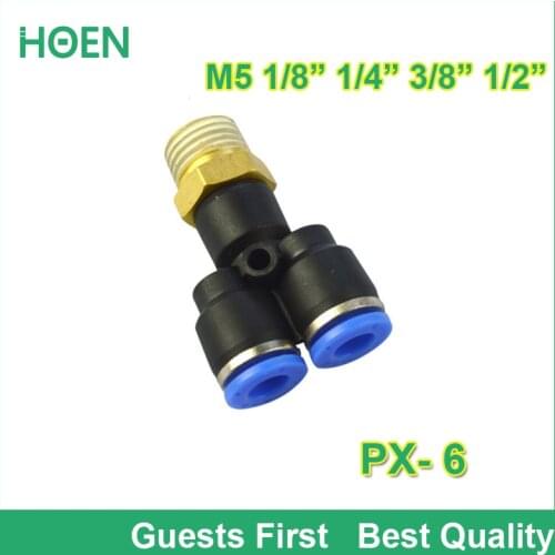 30 pcs/lot PX series Y type TEE pipe fitting pneumatic connector PX6-M5 PX6-01 PX6-02 PX6-03 04 for air cylinder solenoid valve