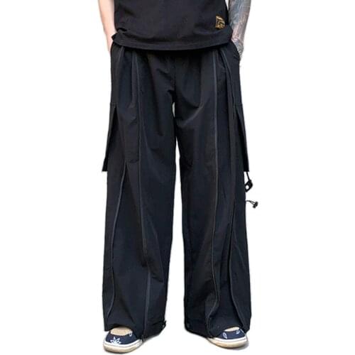 2021 New Japan Style Mens Cargo Pants CottonHip Hop Streetwear Straight Mens Wide Leg Pants Fashon Casual Trousers