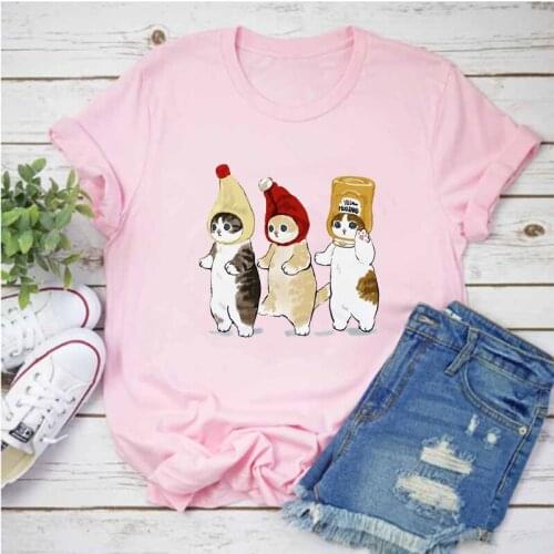 Camiseta Con Estampado De Gato Para Mujer, Remera Con Estampado De Harajuku Ulzzang, Playera De Los Años 90, Top