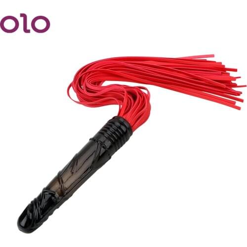 OLO Dildo Shape Handle Flirting Whip PU Leather Whip SM Play Spanking Paddle Sex Toys for Couple Adult Product Adult Game