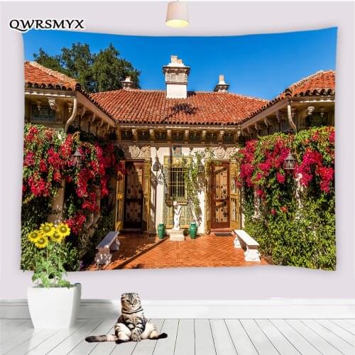 Hearst Castle Garden Courtyard Tapestry Wall Hanging Mediterranean Pastoral Style Living Room Bedroom Dorm Decor Wall Tapestries