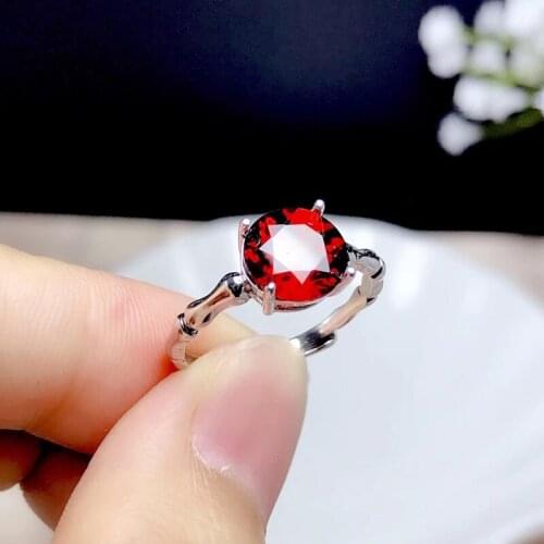 Classic Round Rings Inlay 8mm Red Cubic Zircon Creative Bone Minimalist Design 925 Silver Jewelry For Women Wedding Party