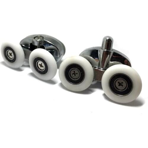 Set of 4 new Oval Metal alloy double wheel Shower door rollers 23mm